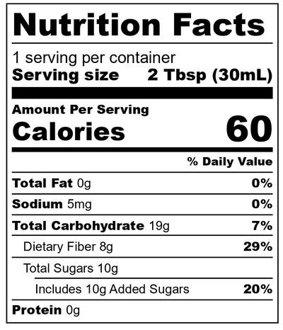 Nutrition Facts Panel _Nooly Low Sugar Coffee Syrup